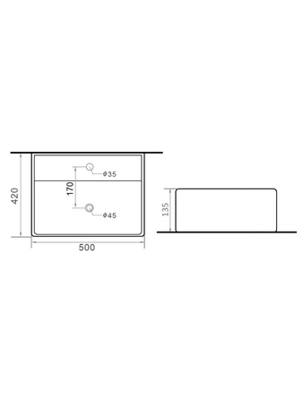 Раковина накладная (50х42) Orange  B04-500W белый глянец